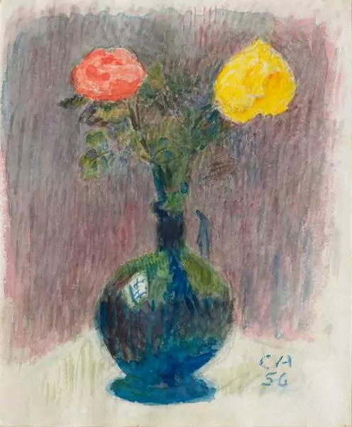 CUNO AMIET — Blumen in einer gebauchten Vase. 1956. — Koller Auktionen
