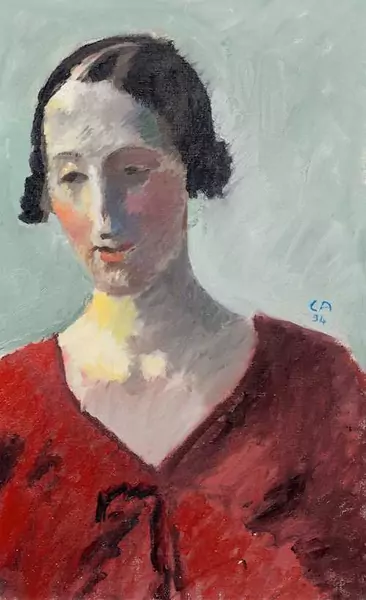 CUNO AMIET — Femme rouge (Susanne Schwob). 1934. — Koller Auktionen