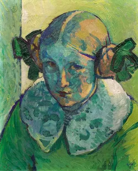 CUNO AMIET — Portrait of a girl (Hilda Trog) in green. 1912. — Koller Auktionen