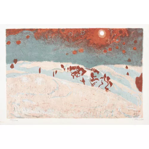 Cuno Amiet — Sonnenuntergang in Schneelandschaft.