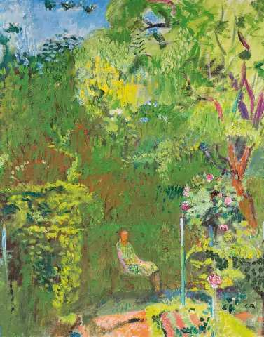 Frau Amiet im Garten, späte 1940er Jahre