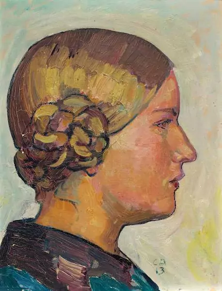 CUNO AMIET — Mädchenportrait (Hilda Trog) im Profil. 1913. (Portrait of a girl, Hilda Trog, in profile) — Koller Auktionen