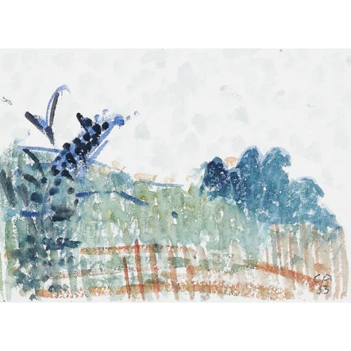 Cuno Amiet — Landschaftspartie mit Gartenzaun auf der Oschwand.