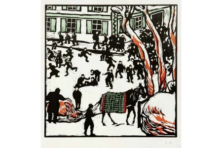 Schulpause im Winter