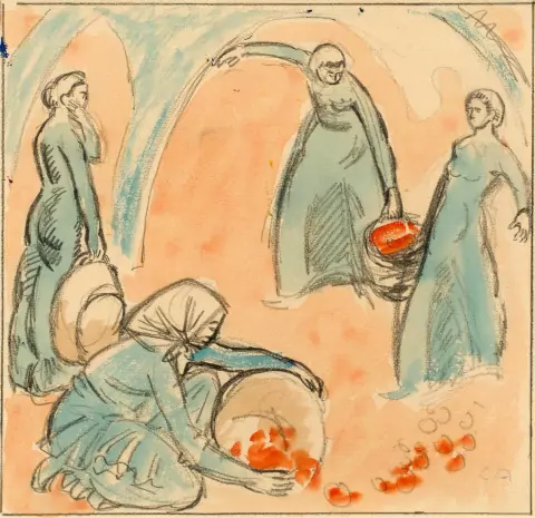 Studie zu "Obsternte", um 1912