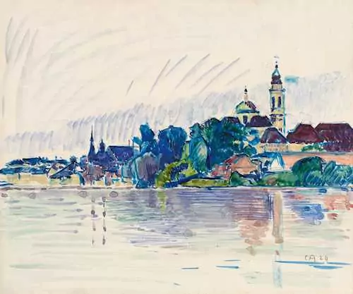 CUNO AMIET — View of Solothurn with the Aare. 1924. — Koller Auktionen
