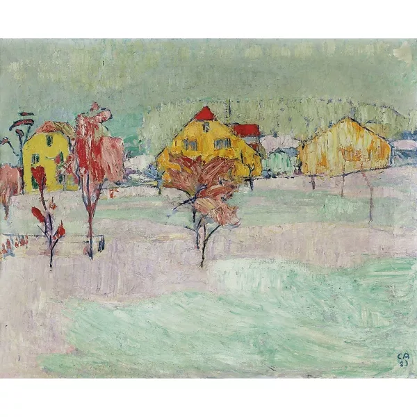 Cuno Amiet — "Gelbe Häuser im Winter".