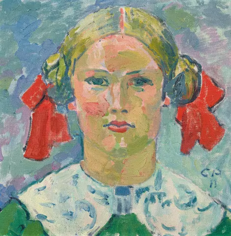 Mädchenbildnis mit Zöpfen, Hildi Trog, 1911