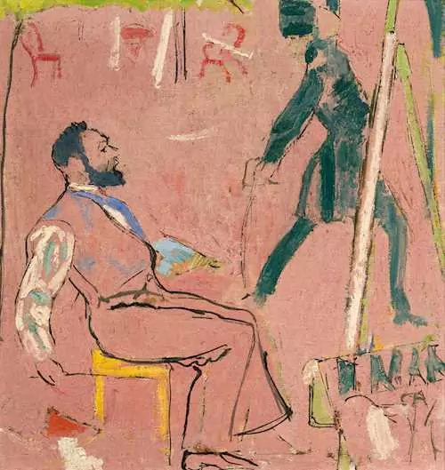 CUNO AMIET — Ferdinand Hodler bei der Arbeit zu den "Jenenser Studenten". 1926. — Koller Auktionen