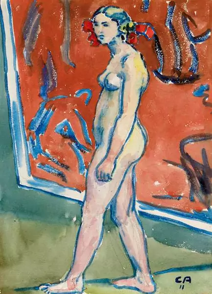CUNO AMIET — Stehender Akt von Hilda Trog. 1911. — Koller Auktionen