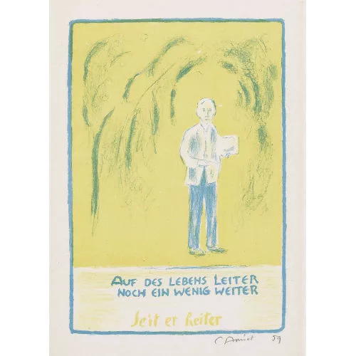 Cuno Amiet — Selbstbildnis stehend mit Zeichenblock.