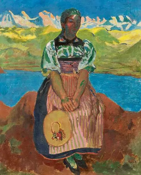 CUNO AMIET — Trachtenmädchen vor Berner Alpen. 1926. — Koller Auktionen