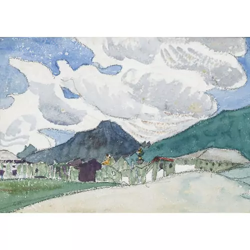 Sommerliche Berglandschaft mit einem Dorf
