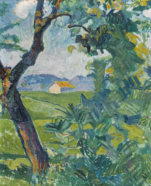 Sommerliche Landschaft mit Haus