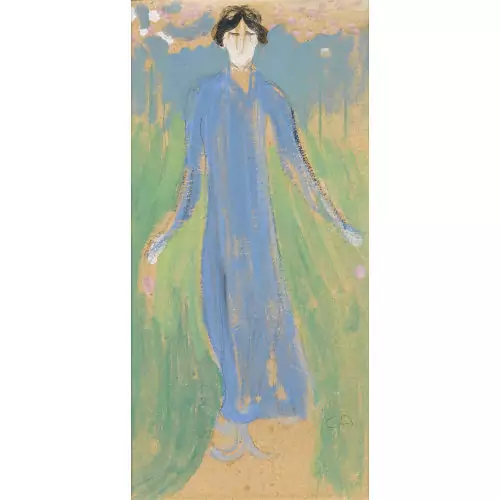 Frauenfigur in blauem Kleid
