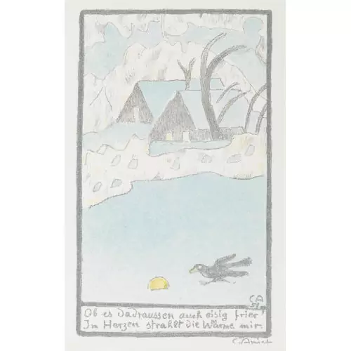 "Winterlandschaft mit Krähe"
