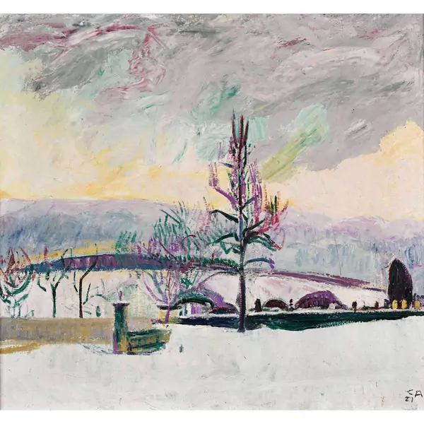 Winterlicher Blick aus Cuno Amiets Ateliergebäude