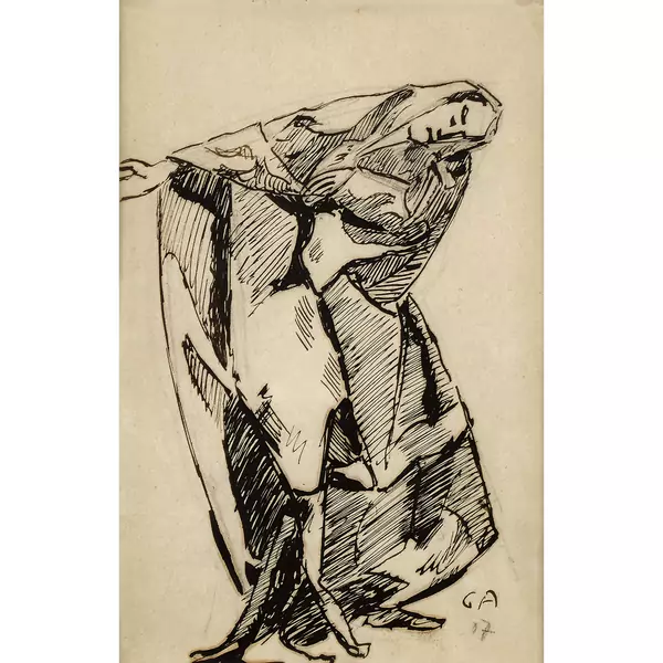 "Frau in Umhang"
