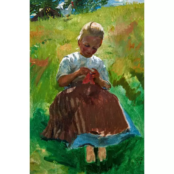 "Strickendes Mädchen"