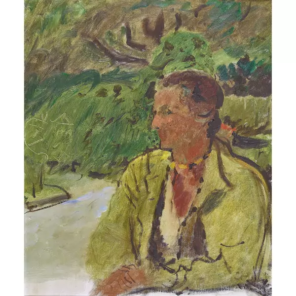 "Anna Amiet im Garten"