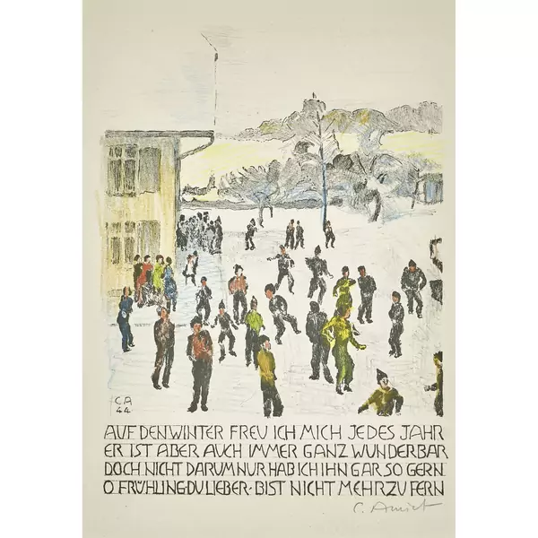 "Schulkinder vor dem Oschwander Schulhaus"