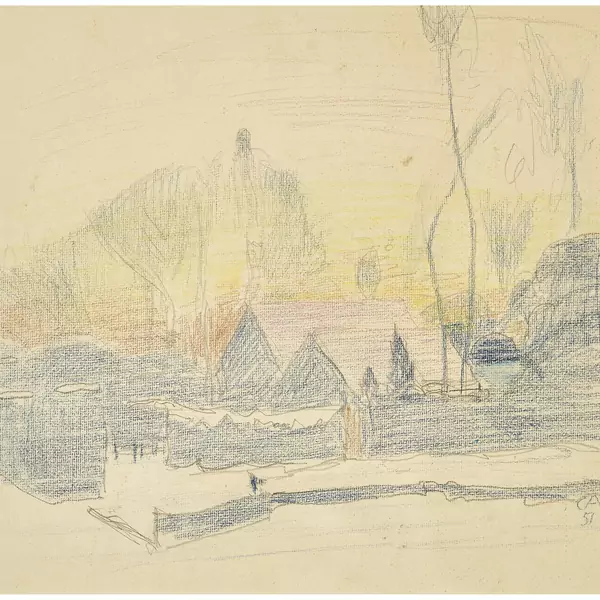 Landschaft mit Häusern