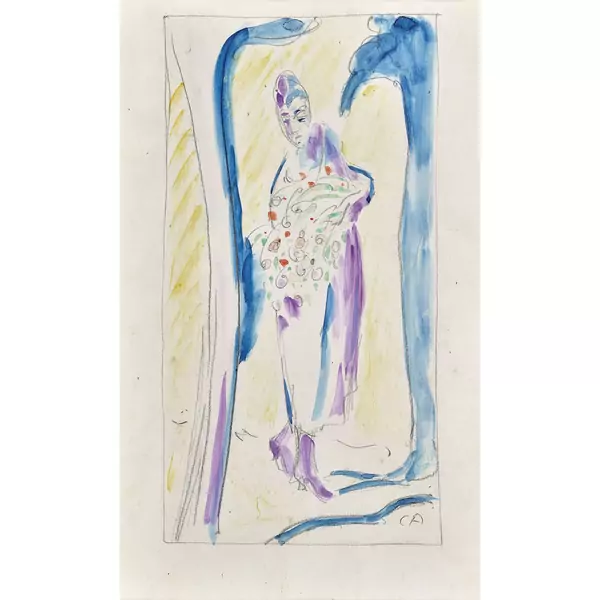Junge Frau (Anna Amiet) mit Blumenstrauss