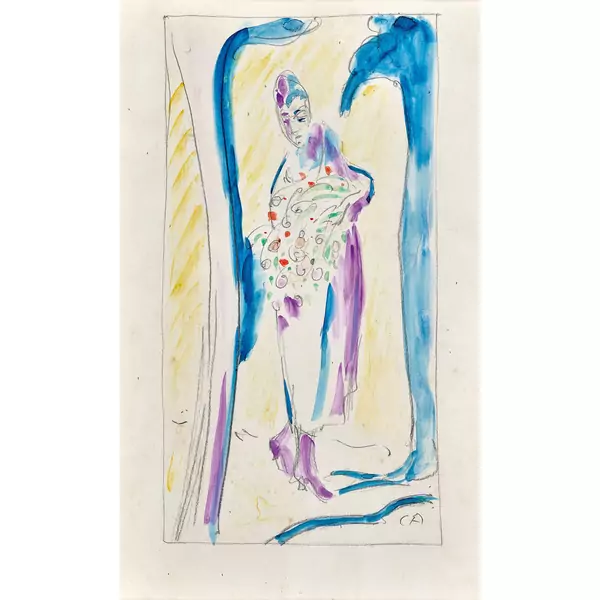 Junge Frau (Anna Amiet) mit Blumenstrauss