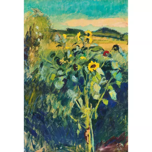 "Sonnenblumen in Landschaft"
