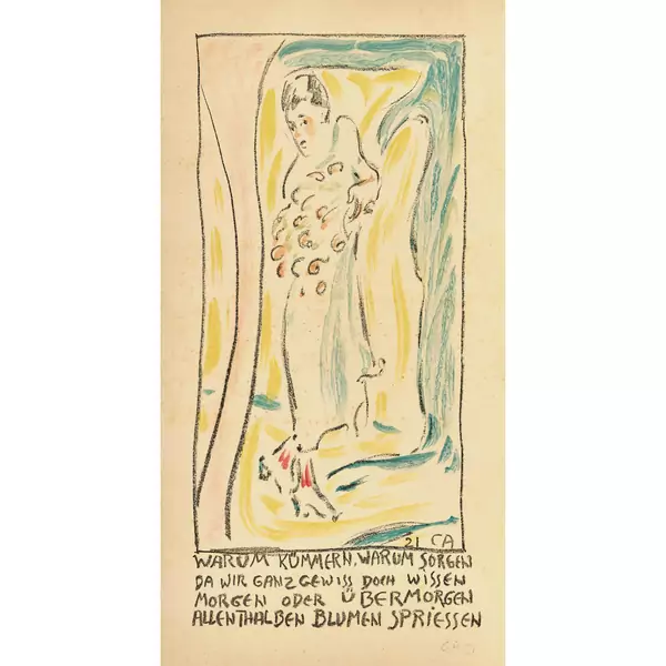 "Frau mit Blumen"