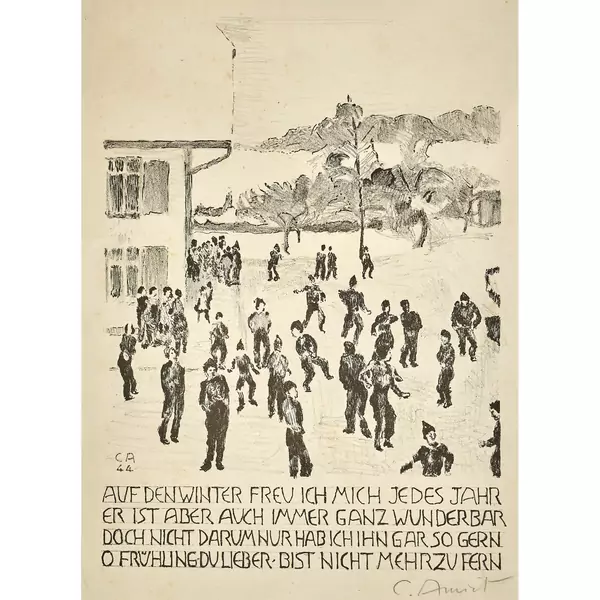 "Schulkinder vor dem Oschwander Schulhaus"