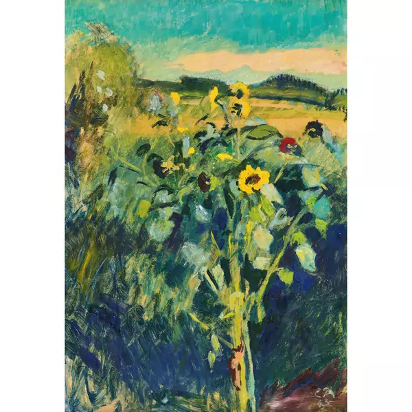 "Sonnenblumen in Landschaft"
