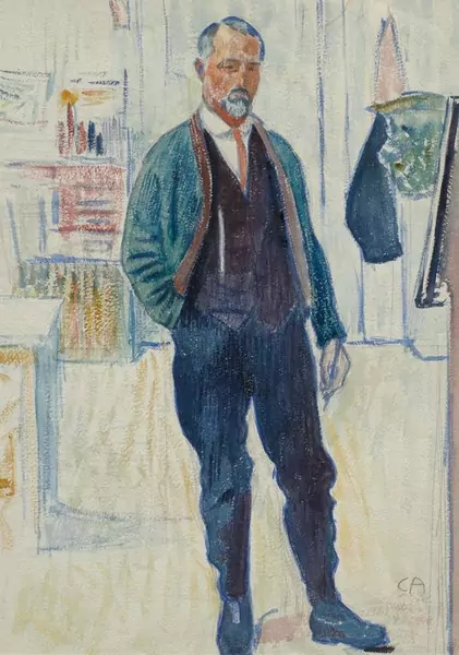 CUNO AMIET — Selbstporträt des Künstlers im Atelier. Um 1918. — Koller Auktionen