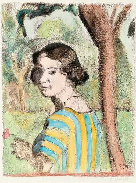 CUNO AMIET — Junge Dame vor einer Landschaft. 1922. — Koller Auktionen