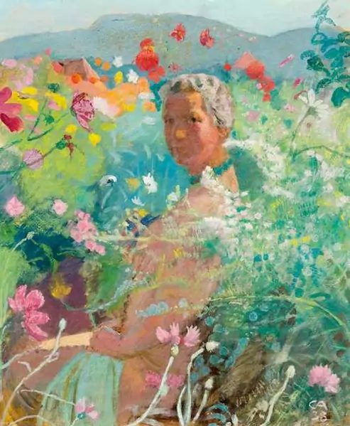 CUNO AMIET — Frau Amiet (Annelie) im Garten. 1938. (Frau Amiet in the Garden) — Koller Auktionen