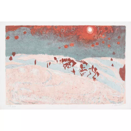 Cuno Amiet — "Sonnenuntergang in Schneelandschaft".