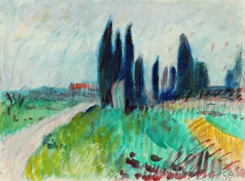 Landschaft mit Zypressen, 1953