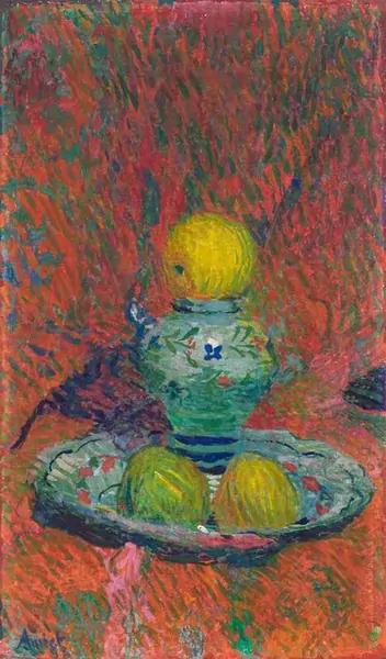 CUNO AMIET — Still life with faience and apples. 1893. — Koller Auktionen