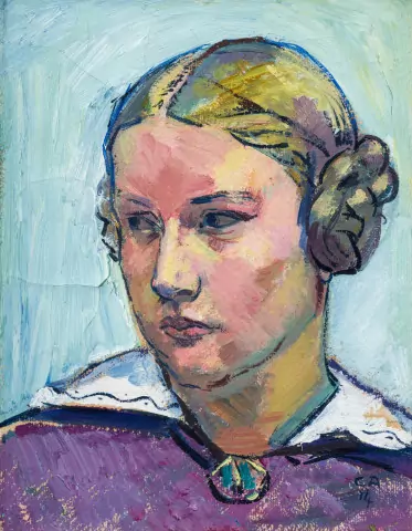 Bildnis eines Mädchens mit weissem Kragen, Hildi Trog, 1914