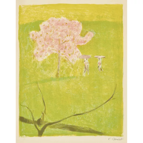 Cuno Amiet — "Blühender Apfelbaum auf grüner Wiese".
