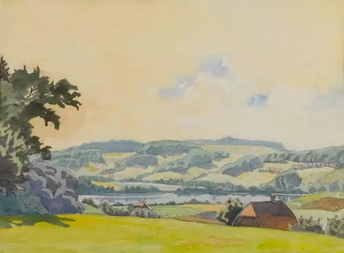 CUNO AMIET — Wohl der Amsoldingersee nahe Thun. 1954. — Koller Auktionen