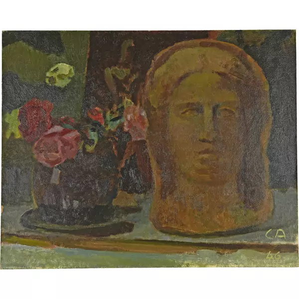 Cuno Amiet — Stillleben mit Blumen und Büste — Galerie Kornfeld