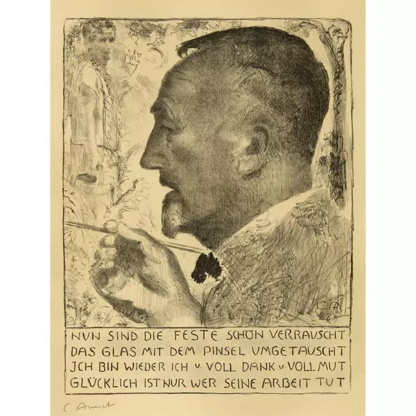 Cuno Amiet — Der Künstler malend - Blatt zu Weihnachten 1928 — Galerie Kornfeld
