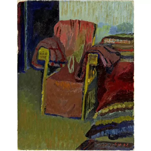 Cuno Amiet — Interieur mit Fauteuil — Galerie Kornfeld