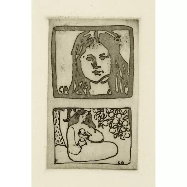 Cuno Amiet — Mädchenkopf (oben) - Frau unter einem Obstbaum (unten) — Galerie Kornfeld