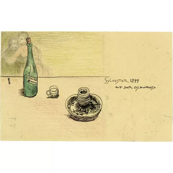 Cuno Amiet — Stillleben mit Flasche. Postkarte — Galerie Kornfeld