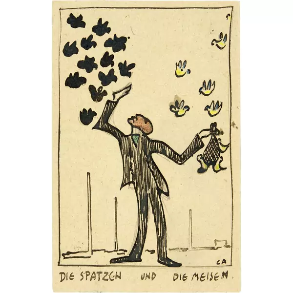 Cuno Amiet — Die Spatzen und die Meisen. Postkarte — Galerie Kornfeld