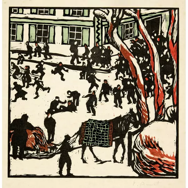 Cuno Amiet — Schulpause im Winter (Oschwand) — Galerie Kornfeld