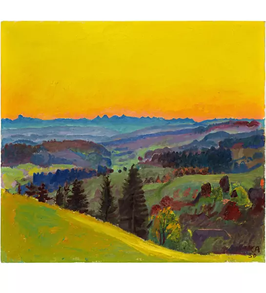 Cuno Amiet — Aussicht von der Lueg im Abendrot — Galerie Kornfeld