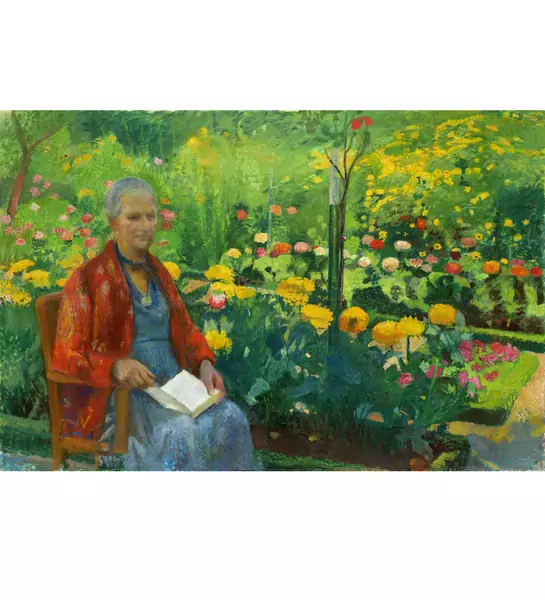 Cuno Amiet — Frau Amiet im Garten — Galerie Kornfeld
